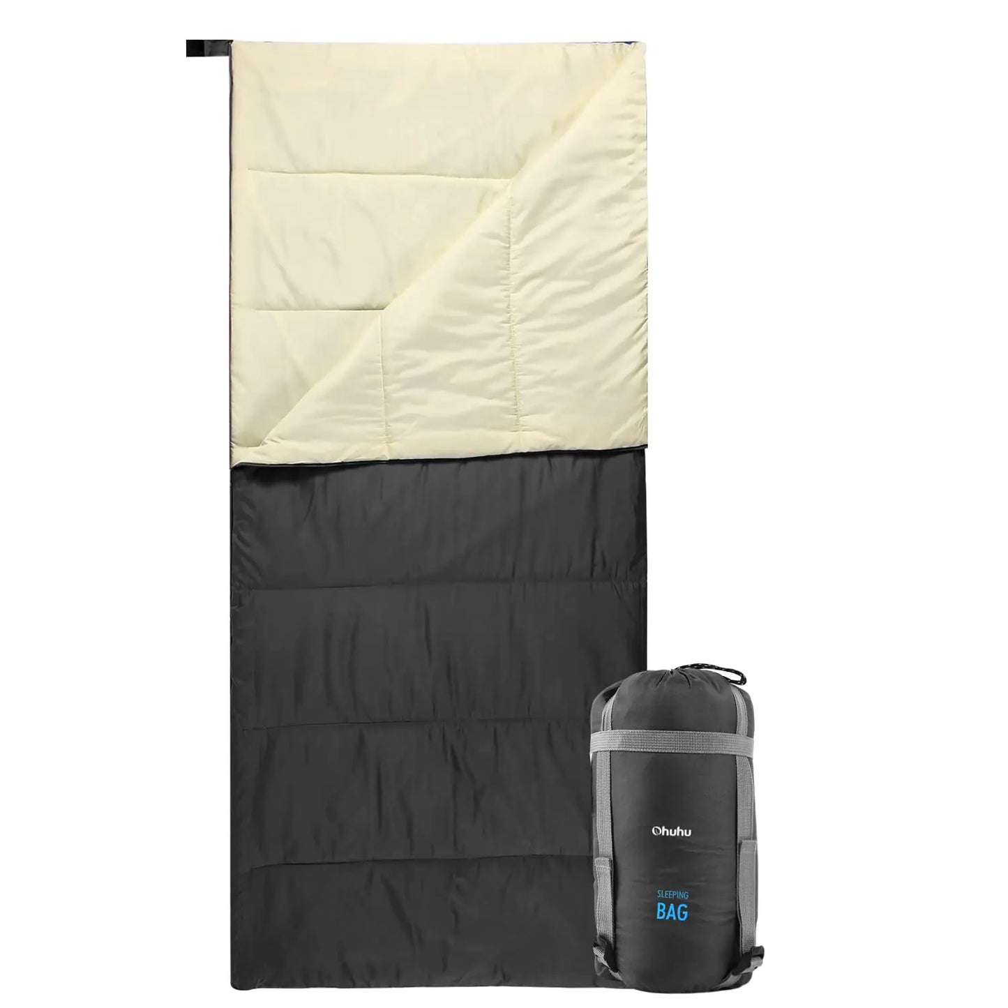Sleeping Bag for Adults Ohuhu Sleeping Bag Warm Cool Weather Portable Lightweight Waterproof Sleeping Bags Compact Sleeping Bag for Camping Hiking Backpacking Indoor Outdoors Black